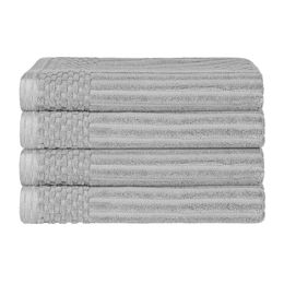 Superior 4-piece Cotton Towel Set, Including 4 Bath Towels, Daily Use in Guest Room Bathroom, Quick Drying, Spa, Resort Towel, Ribbed, Absorbent, Home