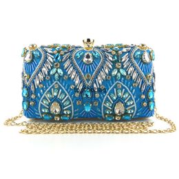 Designer Luxury fashion Diamond Clutch Bags Ethnic style pearl embroidery Dinner Bag diamond inlaid evening gift bag womens hand grab bag chain box bag