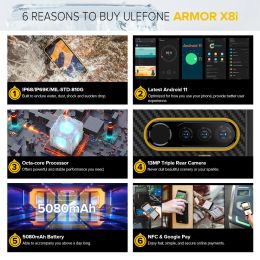 Ulefone Armor X8i Smartphone Android Rugged Waterproof / NFC/3GB+32GB 5.7" Cell Phone Global 4G LTE Unlocked Mobile Phone