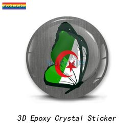 3D Epoxy Resin Car Dome Flexible Sticker Algeria Shield City Travel Algeria PVC Car Motorcycle Trolley Case Laptop Vinyl Decal