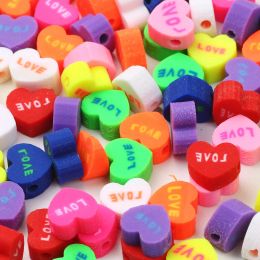 20/50pcs Cute Flower Polymer Heart Beads Polymer Clay Beads Spacer Beads For Jewelry Making Diy Bracelet Necklace Accessories