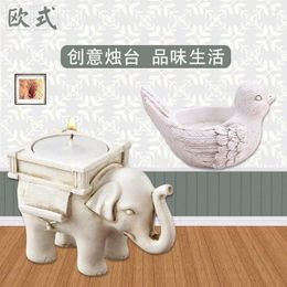 Candle Holders 1 Pcs Candlestick Animal Lucky Small Elephant Holder Resin Tea Light For Wedding Home Decor Gift