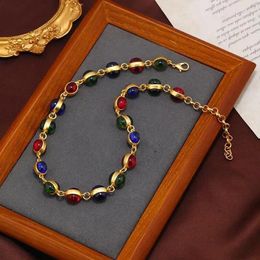 Chains SKEDS Vintage Women Girls Baroque Style Glazed Necklace Earrings Retro Classic Lady Banquet Party Ear Rings Chorkers