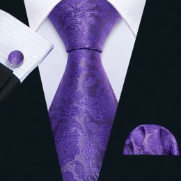50 Styles 160cm Men long Tie for Wedding Business Purple Silk Necktie Handkerchief Cufflinks Paisley Jacquard Floral Barry.Wang