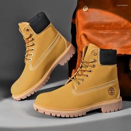 Boots 2024 Autumn/Winter Couple High Top Short For Men And Women With Cotton Warm Shoes Large 46 Yellow Zapatos Mujer