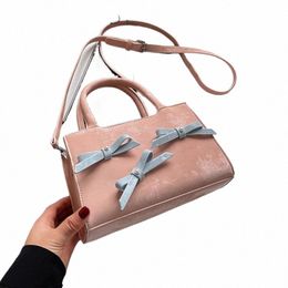 leftside Bow Pu Leather Tote Bags for Women 2024 Female Small Crossbody Bag with Short Handle Female Shoulder Bag Handbags 60DN#