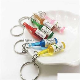 Keychains & Lanyards 2Pcs Creative Mini Wine Bottle Pendant Keychain For Men Women Colorf Keyring Funny Key Accessories Drop Delivery Dhntr