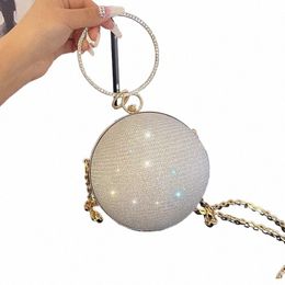 circular Ring Portable Evening Bags Metal Sliver Round Ball Handbags for Lipstick Elegant Luxury Clutch Purse Wedding Wallets M3Fg#