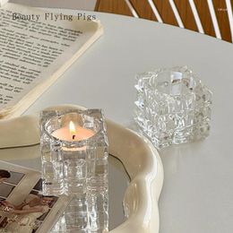 Candle Holders Glass Ice Shaped Candlestick Home Decoration Storage Rack Dining Table Decorations Candlelight Dinner