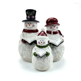 Decorative Figurines Miniature Christmas Snowman Family Fairy Garden Dollhouse Decoration