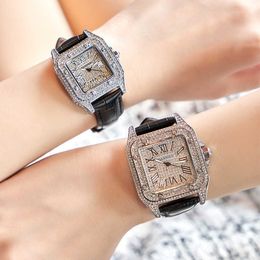 Kajia Tank Inlaid with Diamond Watches for Men and Women Couples Square Personality Fashion Trend Roman Large Dial Mens Watch