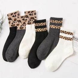 Women Socks Spotted Leopard Print Fashion Mid-Tube For Girls Novelty Animal Pattern Japanese Style Autuma Spring Summer