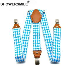 Argyle Men Women Suspenders Blue White Plaid British Braces for Trousers High Quality Straps Male Female Belts 120cm*3.5cm