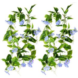 Decorative Flowers 2 Pcs Artificial Vines Hanging Garland Morning Glory Green Plants Home Decor Wedding