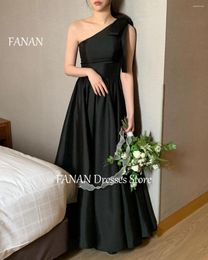 Party Dresses FANAN One-Shoulder A-Line Evening Black Korea Satin Simple Elegant Women Formal Gowns Event Prom