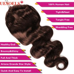 #4 Chocolate Dark Brown Clip In Drawstring Ponytail Human Hair Body Wave Ponytail 10-24 Inch Brazilian 100% Remy Hair For Women