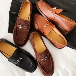 Casual Shoes MKKHOU Fashion Women High Quality Genuine Leather Neutral Loafers Round Toe Low Heel Lightweight