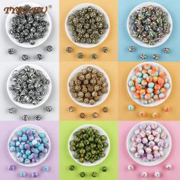 Necklaces TYRY.HU Newest 50Pcs 15mm Silicone Leopard Beads Water Print Teething Necklace DIY Accessories Pacifier Chain Nursing BPA Free