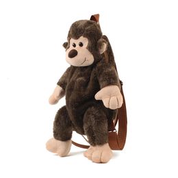 DDWE Kids Cute Cartoon Monkey Plush Backpack Boys Girls Soft Sweet Lovely Bags Kindergarten Kids Children Baby Toy Toddler Gift 240318