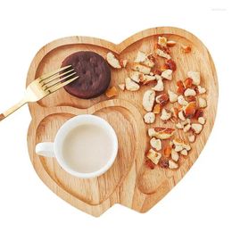 Plates Creative Double-Heart Wooden Plate Romantic Heart Shaped Serving Platter Modern Valentines Tray For Dry Fruits