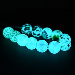 LOFCA 12/15mm 50 Pieces Glowing Patterned Silicone Beads Mom Kids Perles Inverting Teeth For DIY Baby Products Safe Food Grade