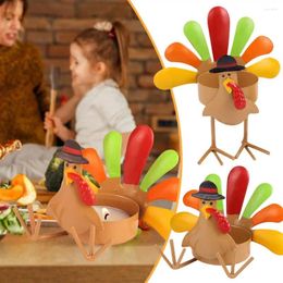 Candle Holders 1PCS Thanksgiving Turkey Tea Light Holder For Fall Table Home Fireplaces Window Decorations O3W0