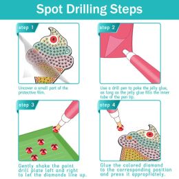 Gem Diamond Painting Art Kits for Kids Cute Stickers with Keychain DIY Tools Small Diamond Dots Arts Crafts for Children Gifts