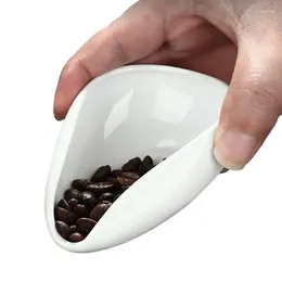 Tea Scoops Coffee Dosing Tray Ware Pure White Ceramic Set With Non-Slip Base Bean Spoon Shovel Trays Accessories