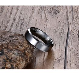 Vnox Black Tungsten Carbide Men's Ring Wedding Engagement Ring for Man Jewellery 6mm Wide Anillos