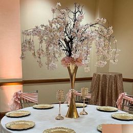 Party Decoration 50Cm To 100Cm Tallgold Metal Candelabra Table Flower Tree Ball Centerpiece Ceremony Decor Artificial Cherry Blossom D Dhqt2