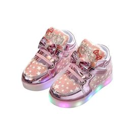 Size 21-30 Baby LED Shoes for Girls Anti-slippery Luminous Sneakers Breathable Glowing Casual Sneakers Girls Led Light Up Shoes