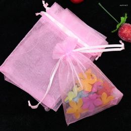 Gift Wrap 100 Pcs/lot 9 12cm Drawable Organza Bags Coralline Pattern Favour Wedding Christmas Bag Jewellery Packaging & Pouches