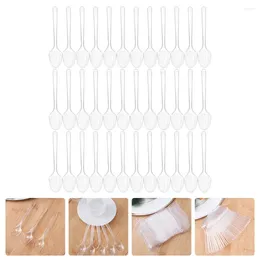 Disposable Flatware 200 Pcs Plastic Spoon Spoons For Cake Mini Ice Cream Scoop Clear Cutlery