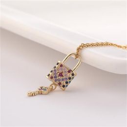 Luxury and Exquisite Pendant Necklace, European and American Fashion Women's Micro Set, Zircon Colorful Personalized Neckchain Keychain Necklace AB51