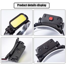 Portable Powerful LED Headlamp COB USB Rechargeable Headlight Built-in Battery Waterproof Head Torch Head Lamp