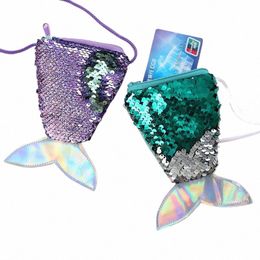 mermaid Tail Sequins Coin Purse Girls Wallet Bags Mey Holder Pouch Kids Gifts m1kA#