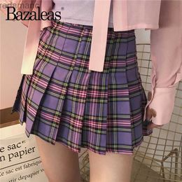 Skirts Skorts 2024 traf store Tartan Purple Waist Skirts Mini Skirt Plaid Pleated Skirts Trf traf official store 240330