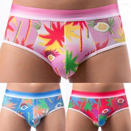 Underpants Mens Sexy Swimsuit Printing Breathable Pouch Panties Slip Hombre Underwear Erotic Men's Briefs Bikini Pink