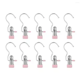 Spoons Heavy Duty Hanging Hooks Clips Boot Hangers For Closet Laundry Clip Clothes Hat Pants Towel Pink 10PC