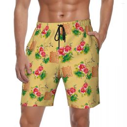 Men's Shorts Summer Board Men Northeast Big Flower Sportswear Funny Custom DIY Beach Short Pants Casual Quick Dry Swim Trunks Size
