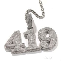 DIY Hip Hop Buchstaben Halskette Diamant Numerischer Buchstabe Anhänger Schmuck Halskette Klassischer Diamant GRA Moissanit Diamant Gold Sterling Silber Cuban