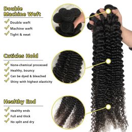 Deep Wave 3 Bundles Brazilian Hair Weave Bundles Raw Curly Human Hair Bundles Water Wave Bundle Remy Virgin Extensions 30 inches