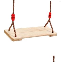 Camp Furniture Kids Wooden Swing With Sturdy Rope Garden Seat Chair Toys Durable Hanging For Outdoor Playground Drop Delivery Sports O Dhpyo