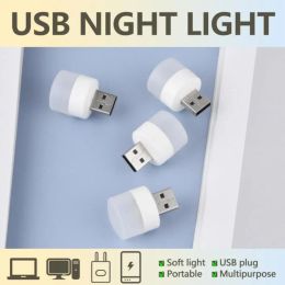 1PCS Rechargeable Lamp USB Lamp Mini LED Night Light Power Bank Charging USB Book Lights Small Round Reading Desk Lamp Bulb