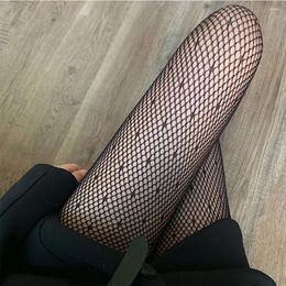 Women Socks Black Spring Star Print Female Seamless Hollow Fishnet Stocking Tights Pantyhose Mesh Stockings