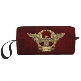 cute Gold Roman Imperial Eagle Travel Toiletry Bag for Women Military Rome SPQR Makeup Cosmetic Bag Beauty Storage Dopp Kit 54GR#