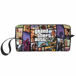 grand Theft Auto Collage Makeup Bag for Women Travel Cosmetic Organizer GTA Adventure Game Storage Toiletry Bags Dopp Kit Case J9zD#