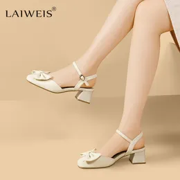 Dress Shoes Brief Pumps Bow Round Toe 2024 Platform Heels Chunky Sandals Mary Jane Footwear Latest Sweet 4cm Block Spring Stra