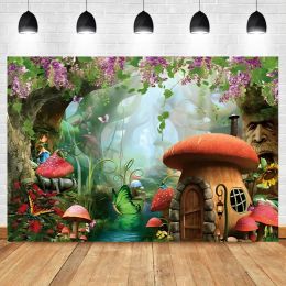 Dreamy Fairytale Wonderland Natural Jungle Photography Backdrop Forest Mushroom Birthday Portrait Background For Photo Studio
