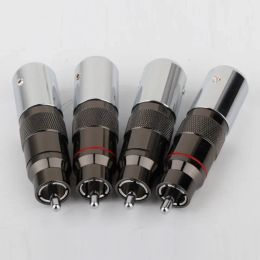 Audiophile Male RCA Socket Connector High end Audio lotus Plug Rhodium-Plated Welding-Free Screw Speaker Terminals Signal Wire